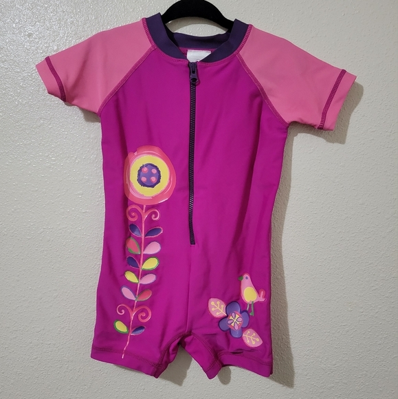 Hanna Andersson Other - 2/$20 Hanna Andersson Pink Rash Guard One Piece Zip Up Swim Suit Size 70 6-12 M